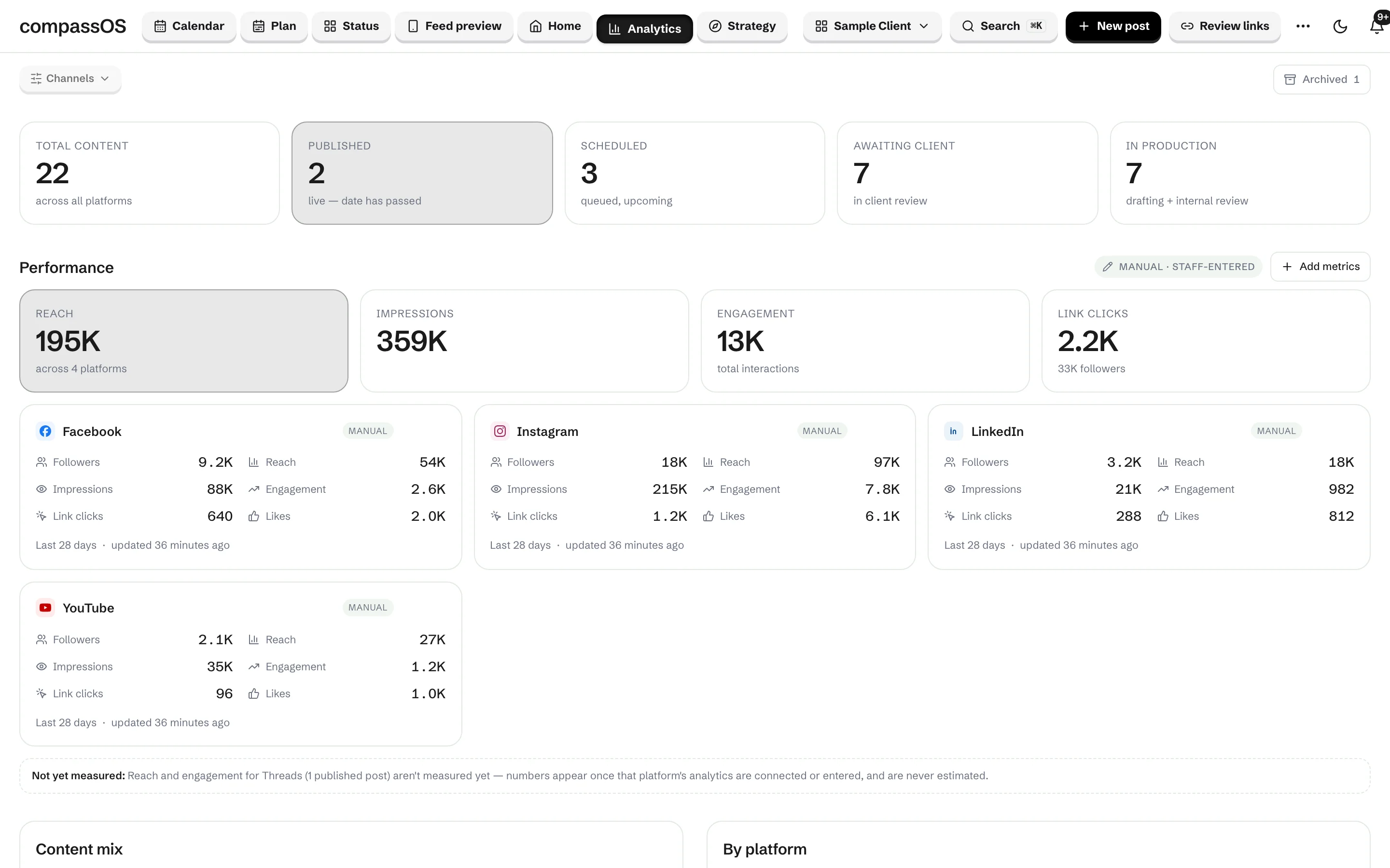 Compass analytics view